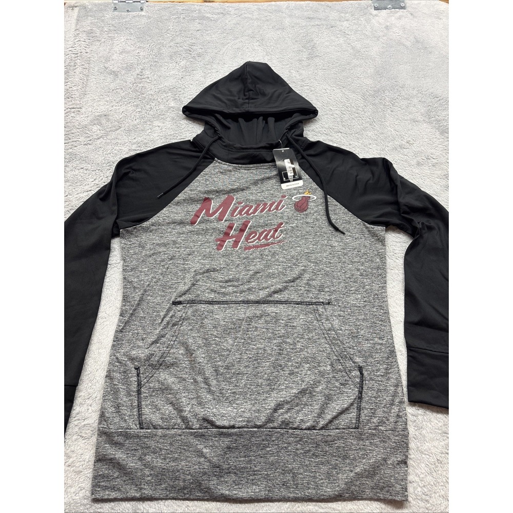 Miami Heat NBA Performance Hoodie Sweatshirt Gray‎ Black Men's M Lightweight